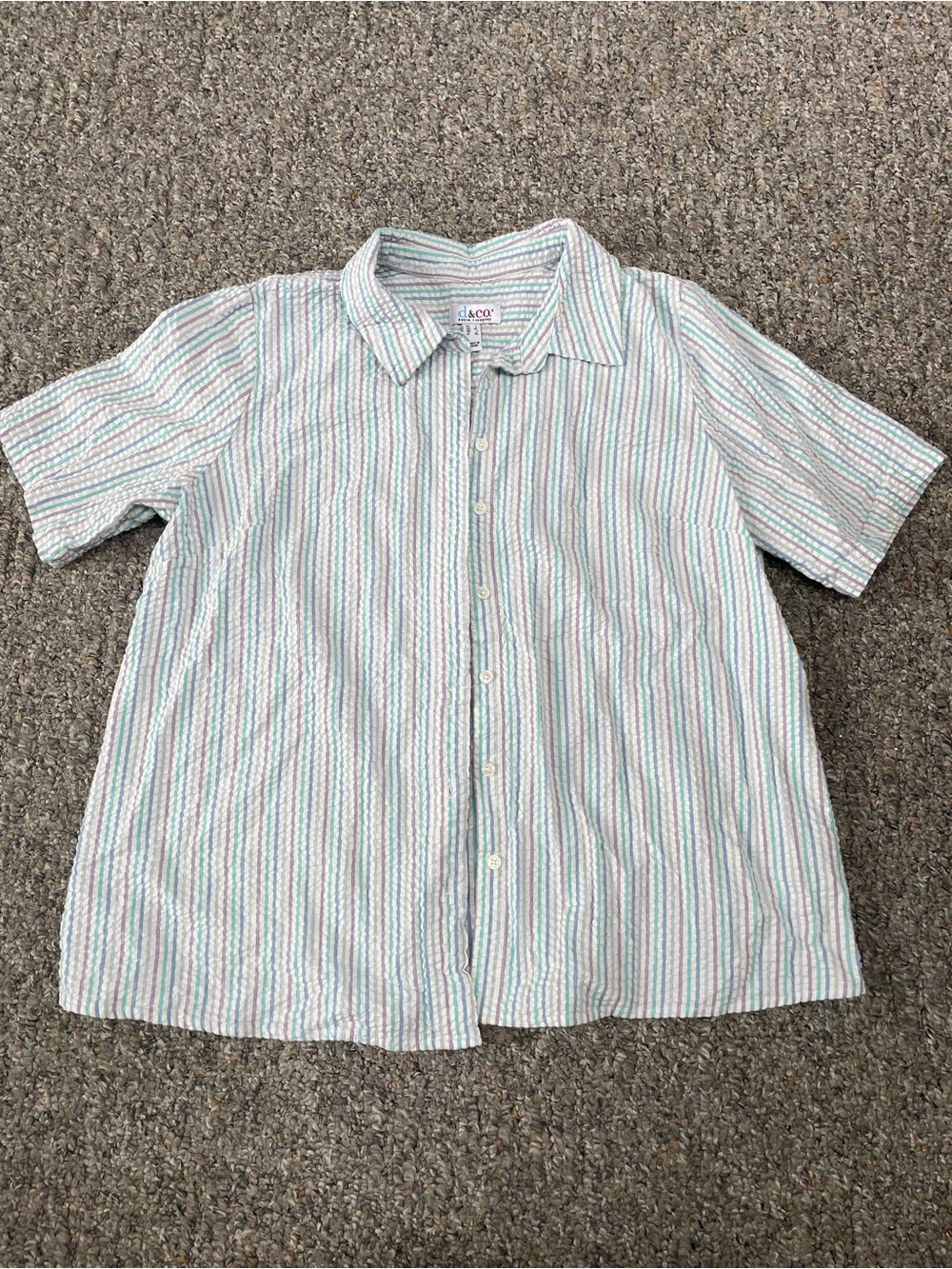 Striped Short-Sleeve Button-Up Shirt - Multi